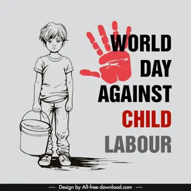 world day against child labour poster template handdrawn cartoon