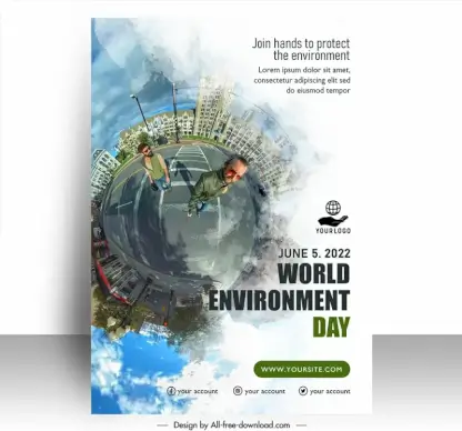 world environment day poster template modern realistic panorama design 