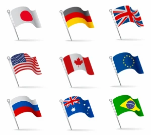 World flags waving