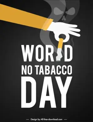 world no tabacco day banner texts hand discarding cigarette outline 