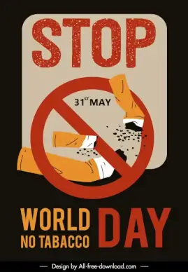 world no tobacco day poster template handdrawn retro