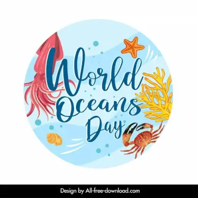 world oceans day banner template isolated sea elements 