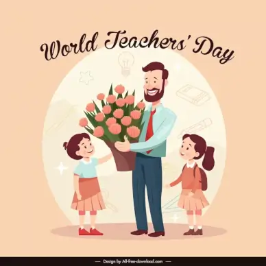 world teachers day banner template cute cartoon 