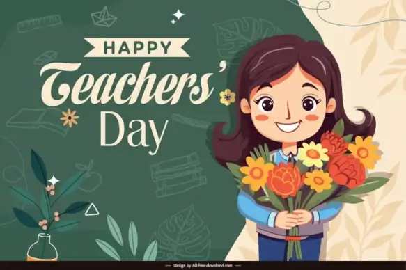 world teachers day banner template cute cartoon teacher 