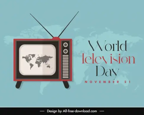 world television day banner template flat classical design blurred world map background decor