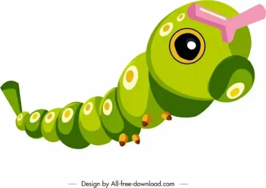 worm icon 3d colorful cartoon character sketch