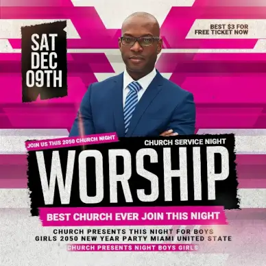 worship church flyer template modern realistic elegant man sketch geometric design 