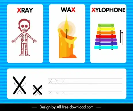 x alphabet education background skeleton wax xylophone sketch