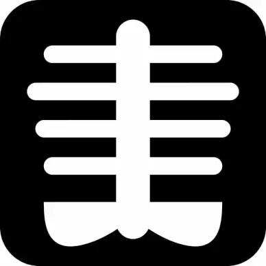 x ray sign icon flat contrast black white symmetric skeleton sketch