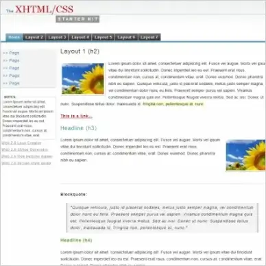 XHTML CSS Starter Kit Template