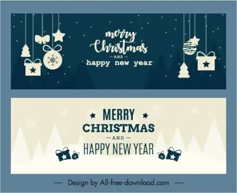 xmas banner templates flat elements sketch contrast design