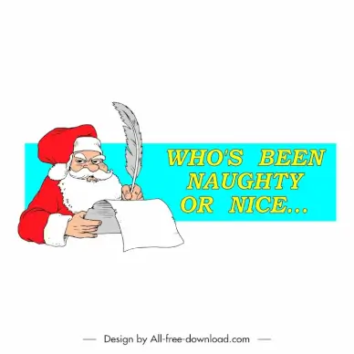 xmas card design elements santa listing whos been naughty or nice sketch 