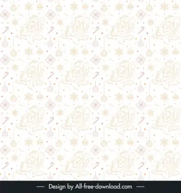 xmas pattern template repeating flat handdrawn christmas angels present star stick bauble sketch