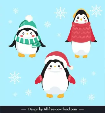 xmas penguin backdrop template cute cartoon design 