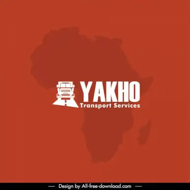 yakho transport services logotype map silhouette flat texts truck outline 