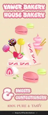 yawer bakery house bakery advertising banner elegant dynamic ice cream cake candies fruits sketch