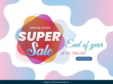 year end sales banner template abstract geometry curves