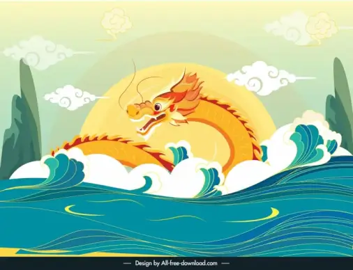 yellow dragon background dynamic cartoon