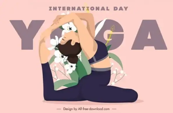 yoga banner template lady exercising gesture elegant classic