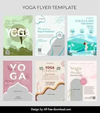 yoga class flyer templates collection elegant classic 