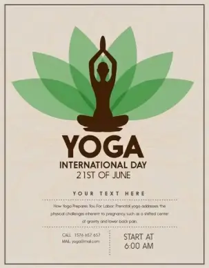 yoga promotion banner design with practicing woman silhouette