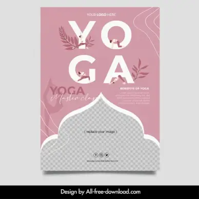 yoga retreat flyer template flat dynamic oriental elements 