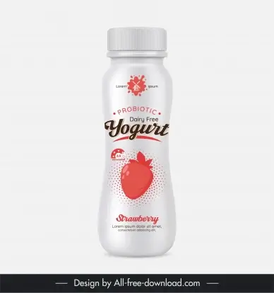 yogurt bottle packaging template elegant strawberry