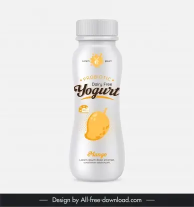 yogurt bottle packaging template mango fruit decor
