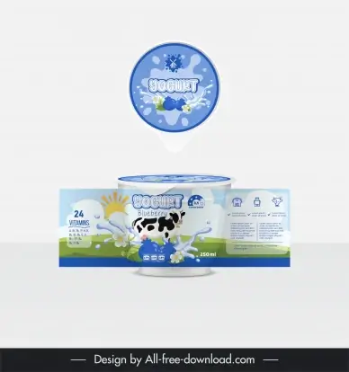yogurt packaging template elegant dynamic milk blueberry decor