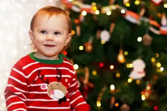 young boy at christmas time