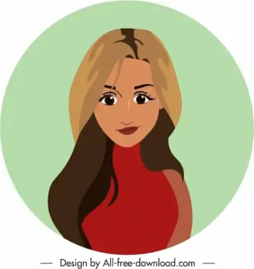 young woman portrait avatar template cartoon character sketch