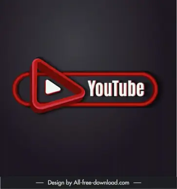 youtube logo template 3d modern triangle rounded horizontal shape sketch