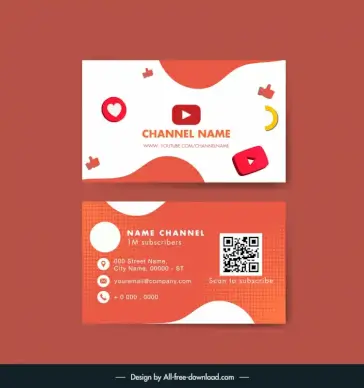 youtuber business card template dynamic icons curves decor