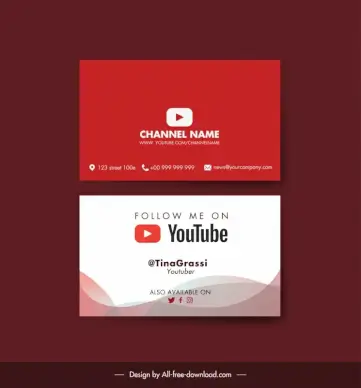 youtuber business card template plain curves decor
