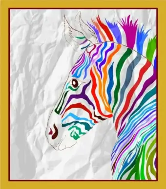 zebra drawing colorful handdrawn sketch