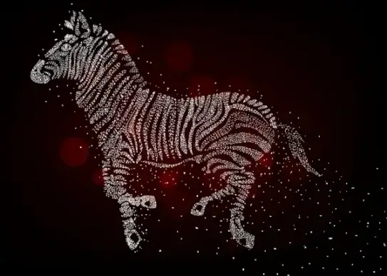 zebra drawing sparkling dots decor bokeh dark backdrop