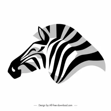 zebra head icon black white flat handdrawn sketch