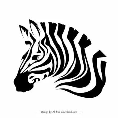 zebra icon head sketch black white handdrawn