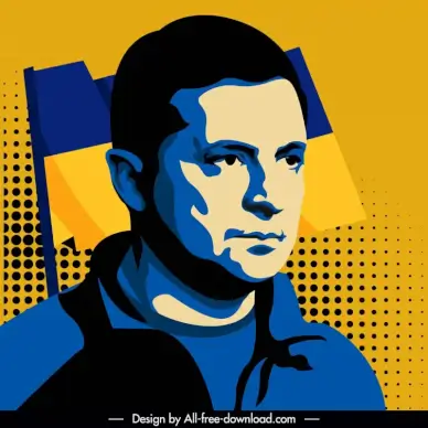 zelensky lviv president portrait template classical cartoon design