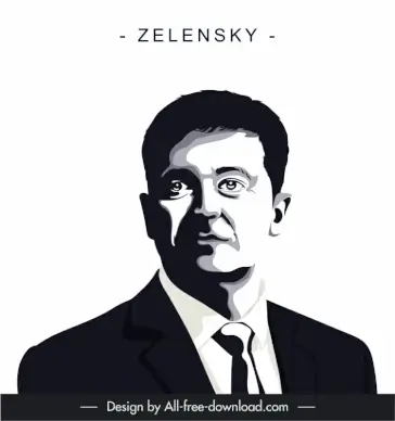 zelensky president icon silhouette cartoon sketch