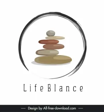 zen stones logo rocks stack circle design 