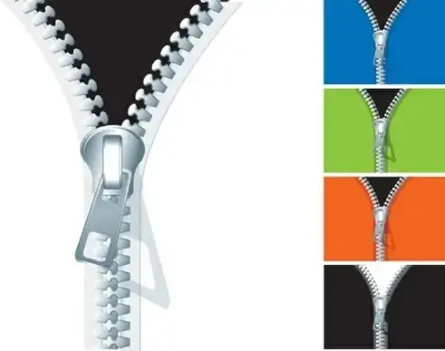 zipper icons collection various colorful coats design