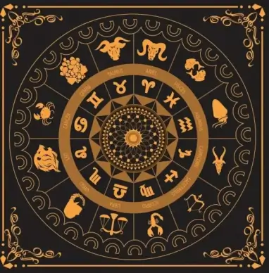 zodiac compass template black yellow circle design