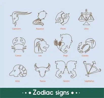 zodiac signs collection with silhouettes design style