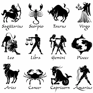 zodiac icons classical black silhouette sketch
