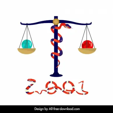 zodiac symbol icon snake libra gemstone balance sketch