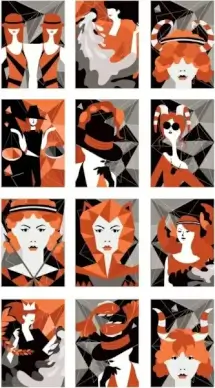 zodiac symbols collection fashioned woman icons colored design