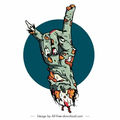 zombie hand icon terrible decomposing sketch