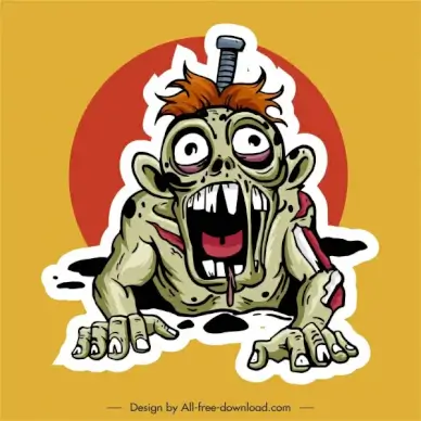 zombie icon deadly frightening man sketch