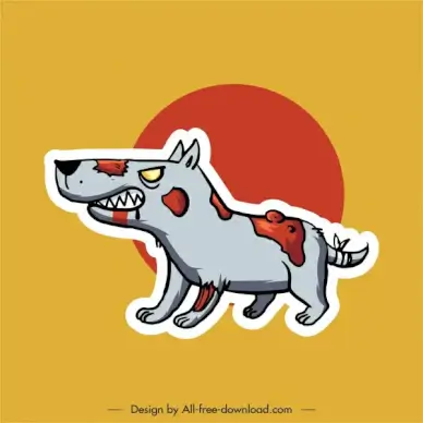zombie icon injured dog sketch flat handdrawn